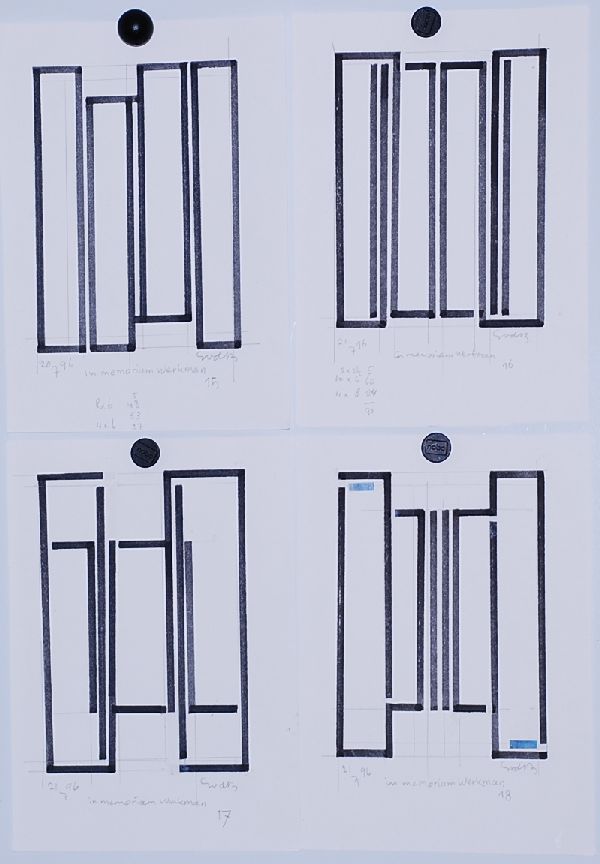 Siep van den Berg: 4 tekeningen. Abstracte Composities verkocht voor € 100!