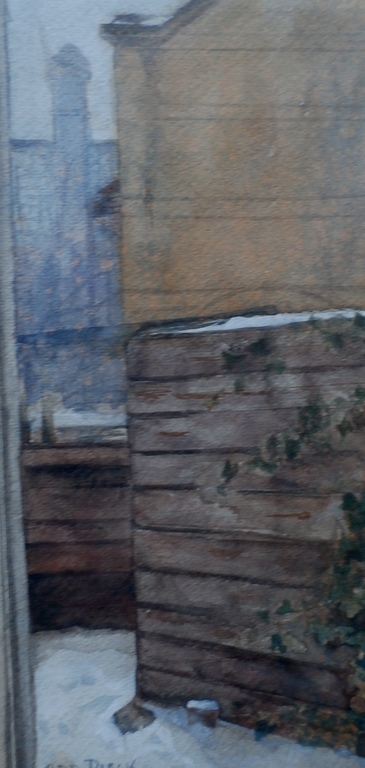 Gretha Pieck - aquarel: gezien vanuit ons eerste huis in Bussum verkocht voor € 75!