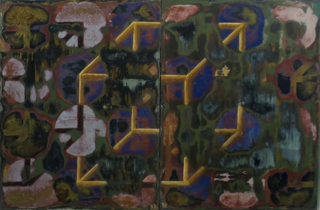 Rene Reynders: Olie op paneel, Zonder titel - Ingelijst kopen? Bied vanaf 50!