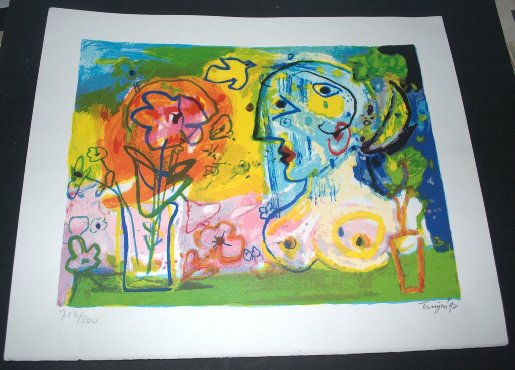 Vrouw met bloem - kleurenlitho - gesigneerd in potlood 1992 kopen? Bied vanaf 75!