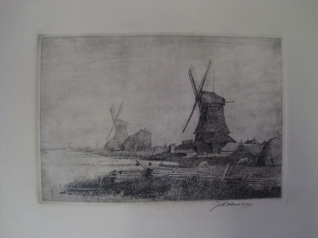 Sfeervolle ets van Jac Koeman 1889-1978 "Molens in Waterland bij Edam" gesign kopen? Bied vanaf 1!