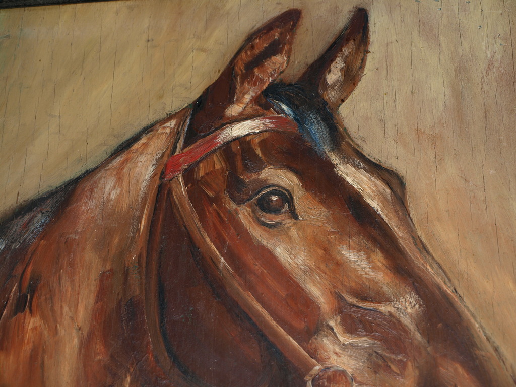 HERMANN THIERER (1882-?)–Olieverf –Paardenportret–Gesigneerd & ingelijst–ca 1930 kopen? Bied vanaf 1!