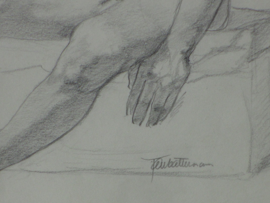 Jan Battermann, Zittende naakte man, Tekening kopen? Bied vanaf 30!