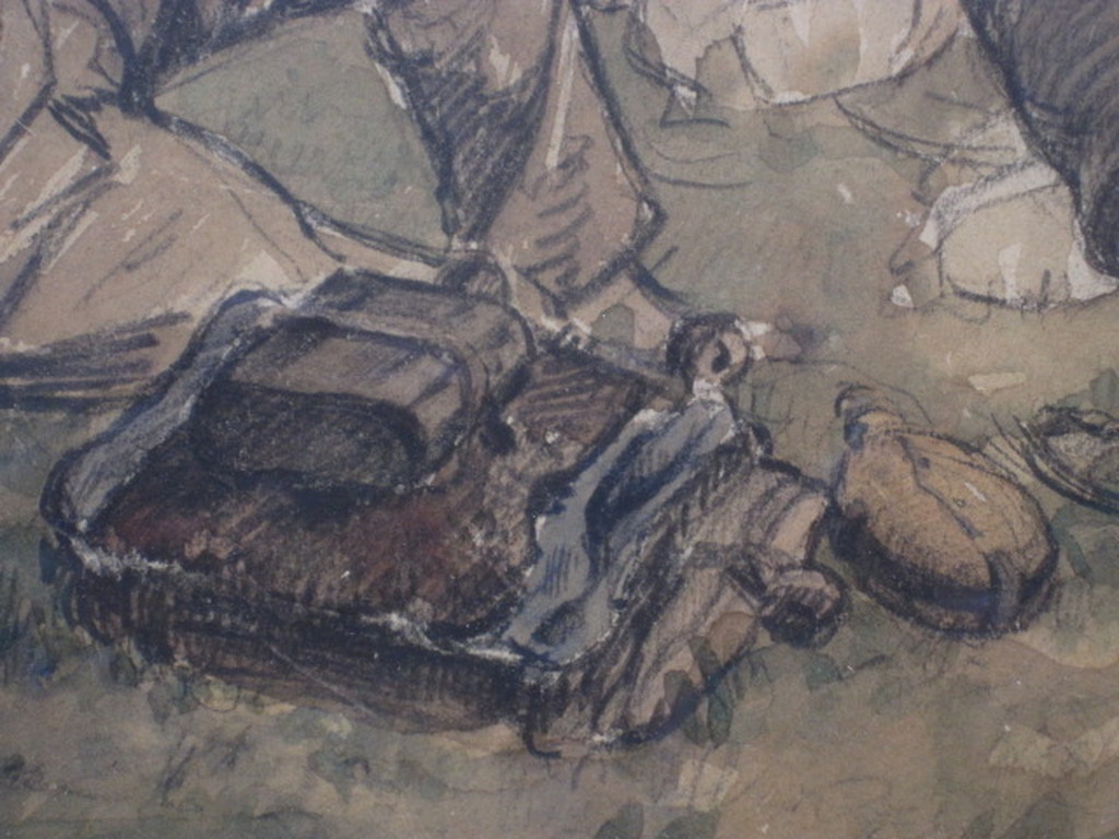 antieke aquarel "mobilisatie Nederlandse leger" onduidelijk gesigneerd 1914 kopen? Bied vanaf 1!