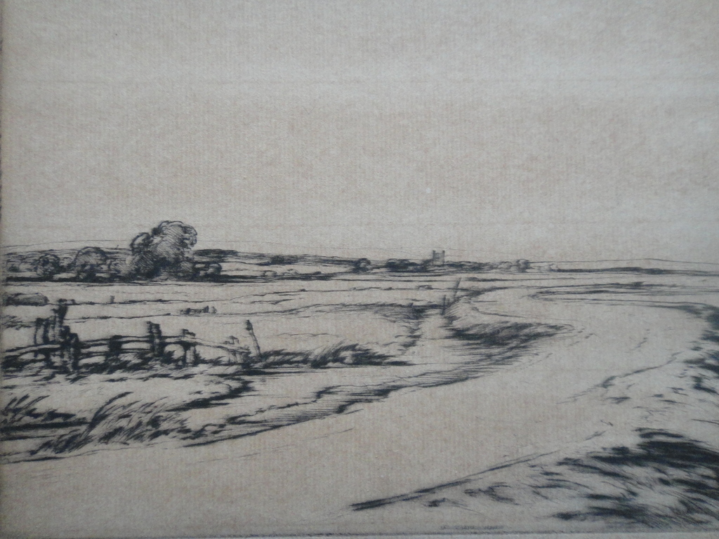 William Palmer Robins (1882-1959), droge naald ets, 'The stour near Manningtree' kopen? Bied vanaf 1!