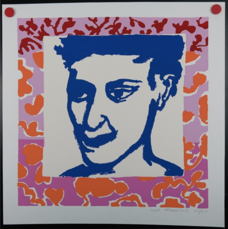 Marianne Haselhoff: Zeefdruk, Portret van een man (blauw) kopen? Bied vanaf 1!