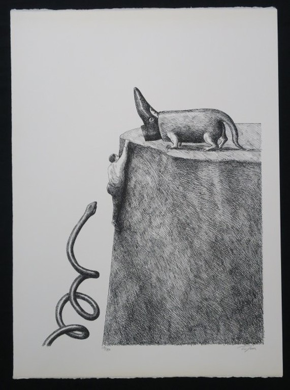 Roland Topor: Litho, Figuur met slang verkocht voor € 160!