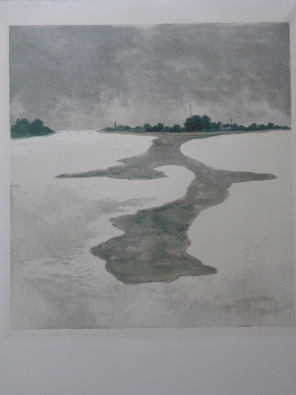 Mart Kempers - kleurenlitho - Rivierlandschap kopen? Bied vanaf 30!