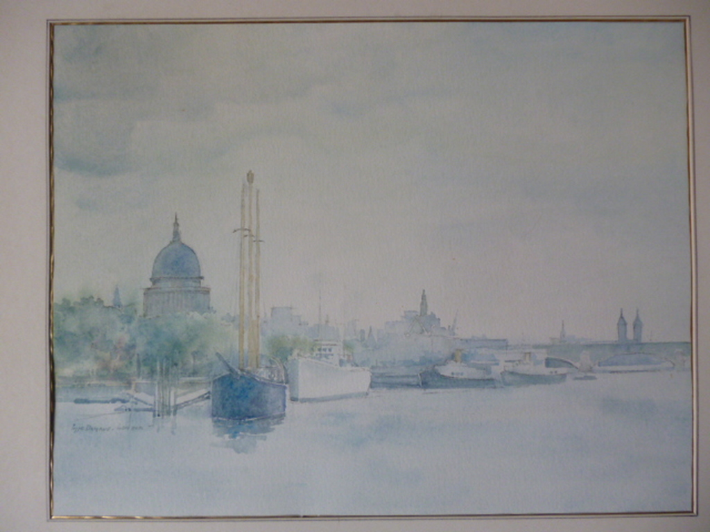 Poppe Damave - aquarel - Londen verkocht voor € 55!