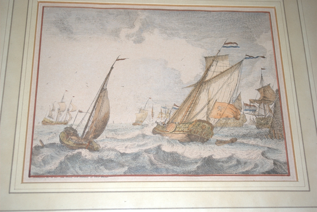 Schepen op zee - ingekleurde gravure - rond 1700  kopen? Bied vanaf 65!