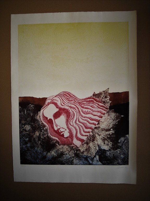 Fraaie gemengde Techniek "Je kwam met de dageraad" gesigneerd Menan 1973 kopen? Bied vanaf 1!