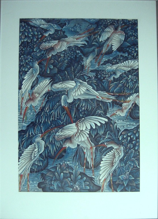 Onbekende kunstenaar - schildering op doek - kraanvogels  kopen? Bied vanaf 1!