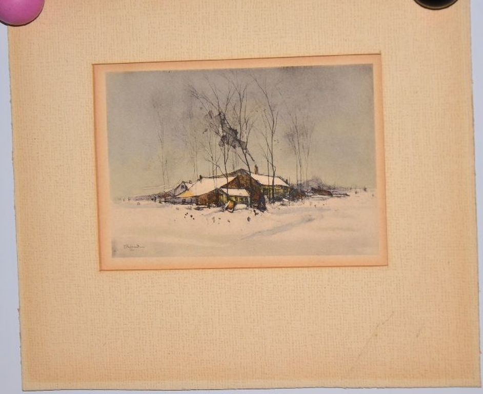 Jan Rijlaarsdam: Aquarel. Boederij in winterlandschap. kopen? Bied vanaf 250!
