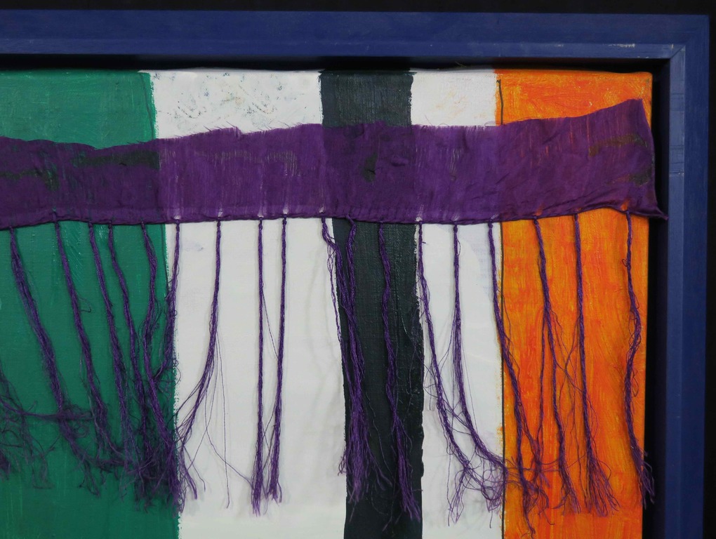 Meertje Kaal: Acryl en collage op doek, Treurig maar waar - Ingelijst kopen? Bied vanaf 1!