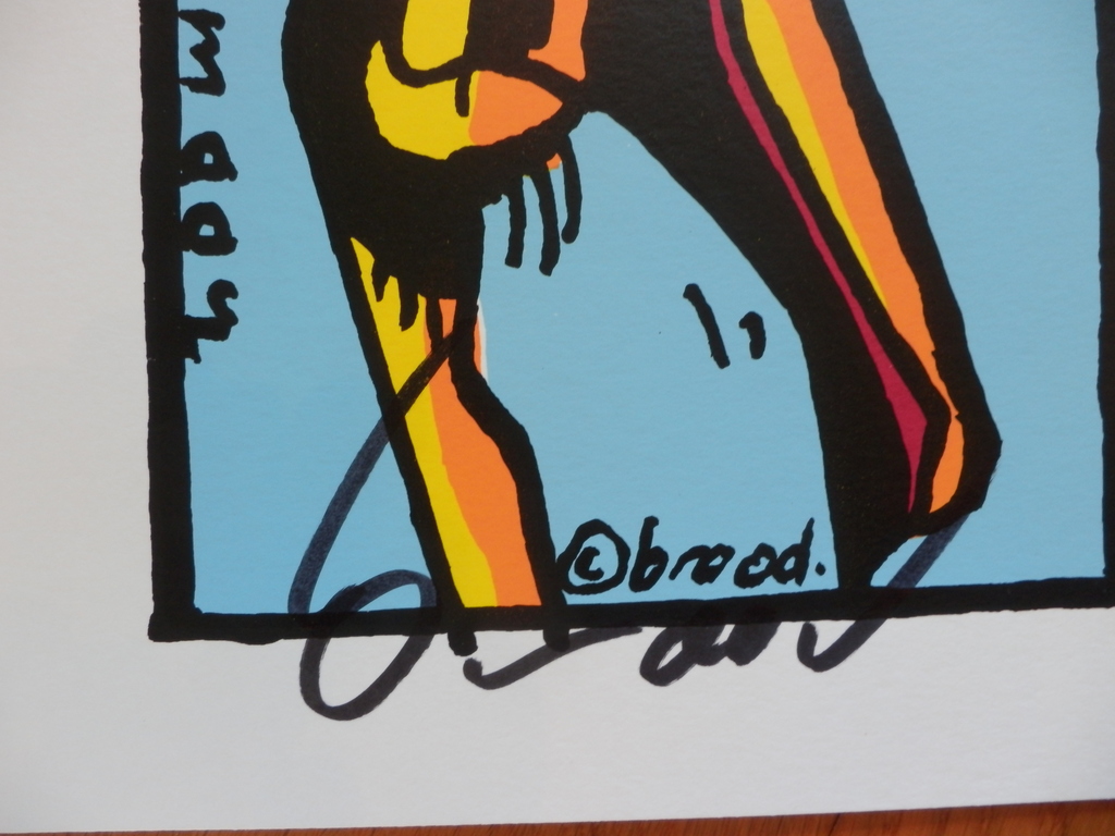 HERMAN BROOD, Gelimiteerde en HANDGESIGNEERDE Zeefdruk  SPOELT U MAAR kopen? Bied vanaf 85!