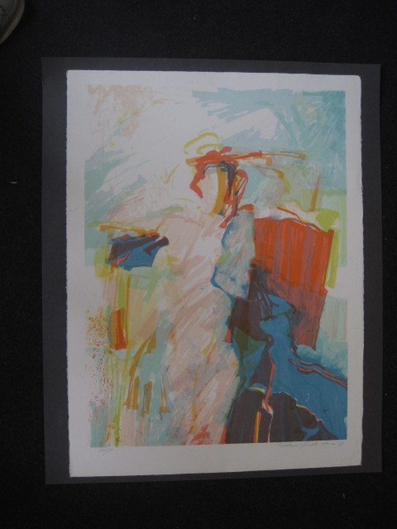 Groot 1987 abstract figuratief gesigneerde Litho "Venice" Richard Smeets (1955) verkocht voor € 110!