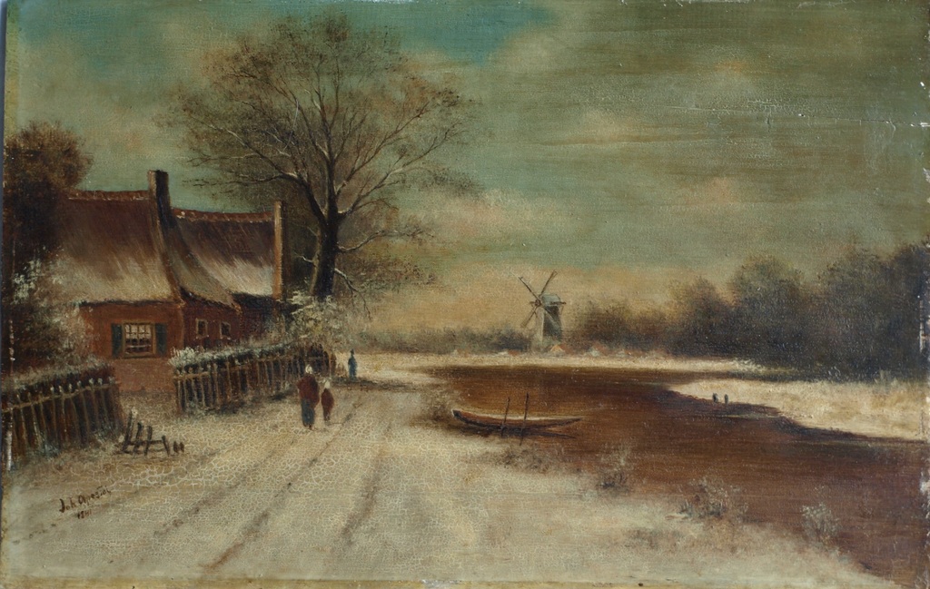 Onbekend : Olieverf op paneel – Winterlandschap – gesigneerd - 1841 kopen? Bied vanaf 1!