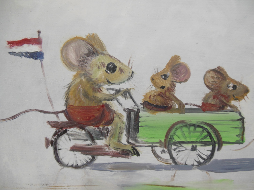 Henk Poeder: Olieverf, Muizen met bakfiets kopen? Bied vanaf 68!