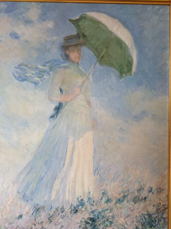 In stijl van Claude Monet, vrouw met parasol ca 1930 olieverf doek 40 / 50  verkocht voor € 160!