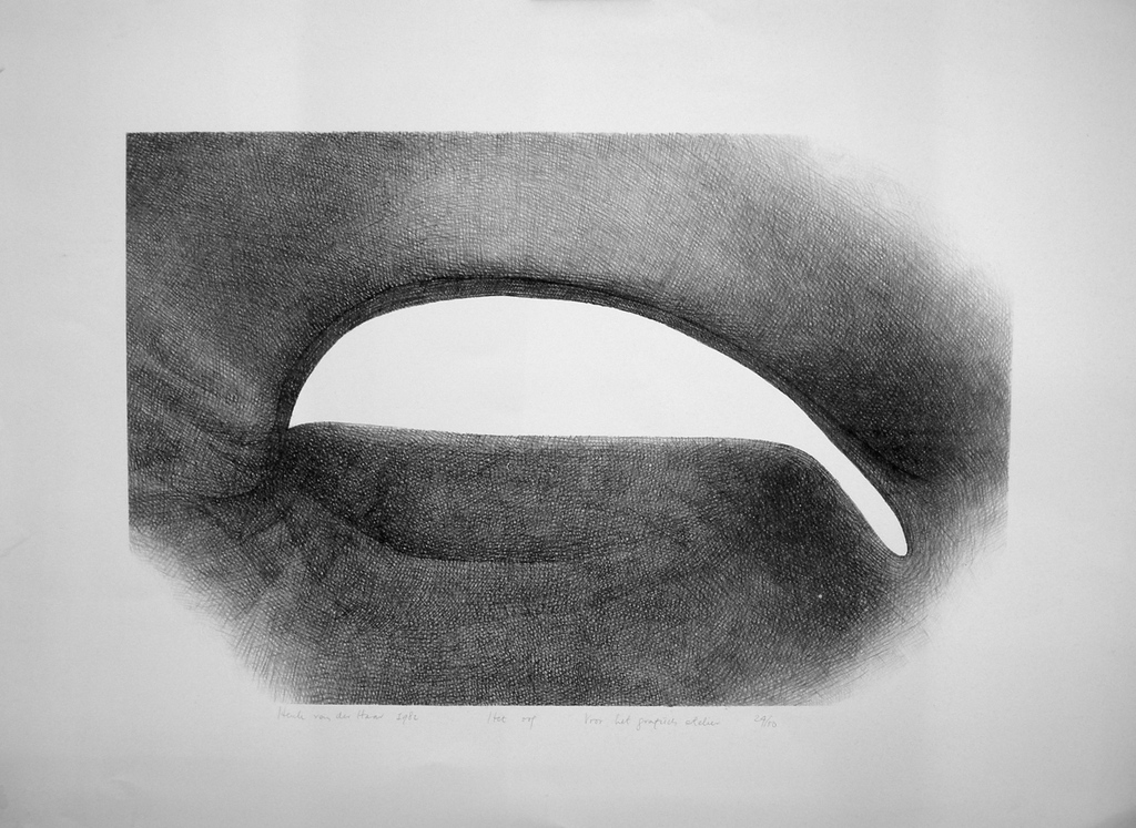 Henk van der Haar, litho, Het oog verkocht voor € 40!