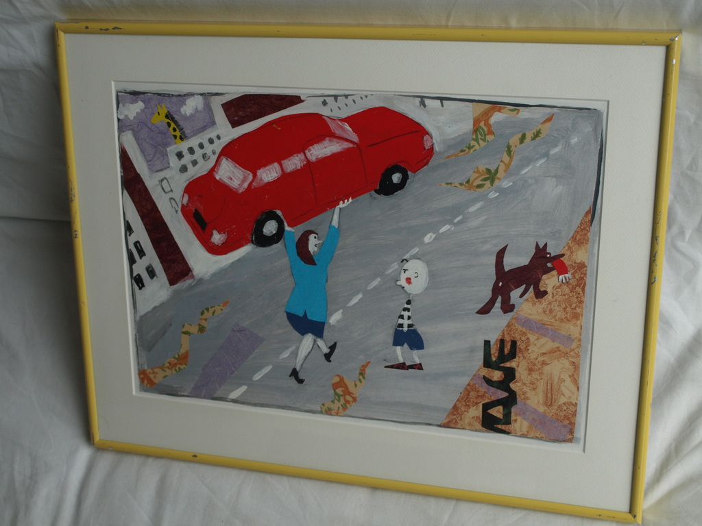 Daan Remmerts de Vries: Acryl en collage , Het leven is raar 7 – Ingelijst -1997 kopen? Bied vanaf 1!