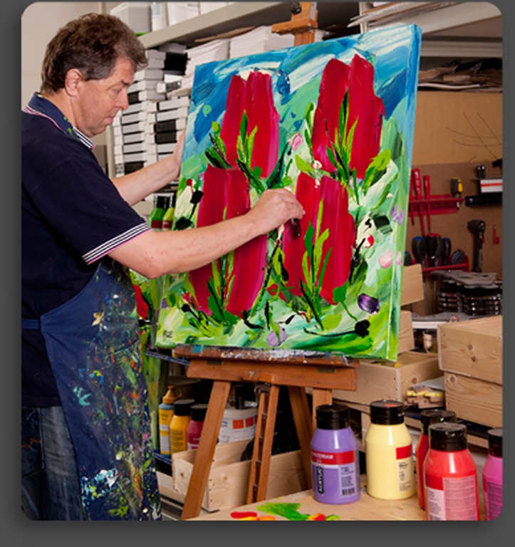 AD VAN HASSEL, 'Loving Cat' - schilderij: acrylverf op MDF (incl. lijst) kopen? Bied vanaf 49!