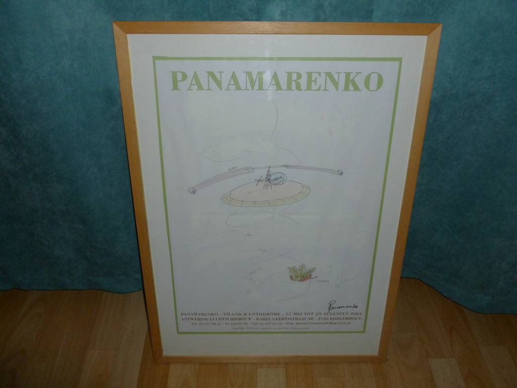 Gesigneerde affiche Panamarenko / eiland en loxodrome/ 2004. verkocht voor € 130!