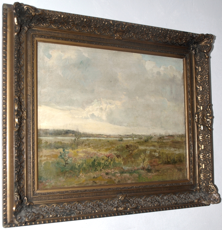ZEEUWS LANDSCHAP - OLIEVERF OP DOEK verkocht voor € 750!