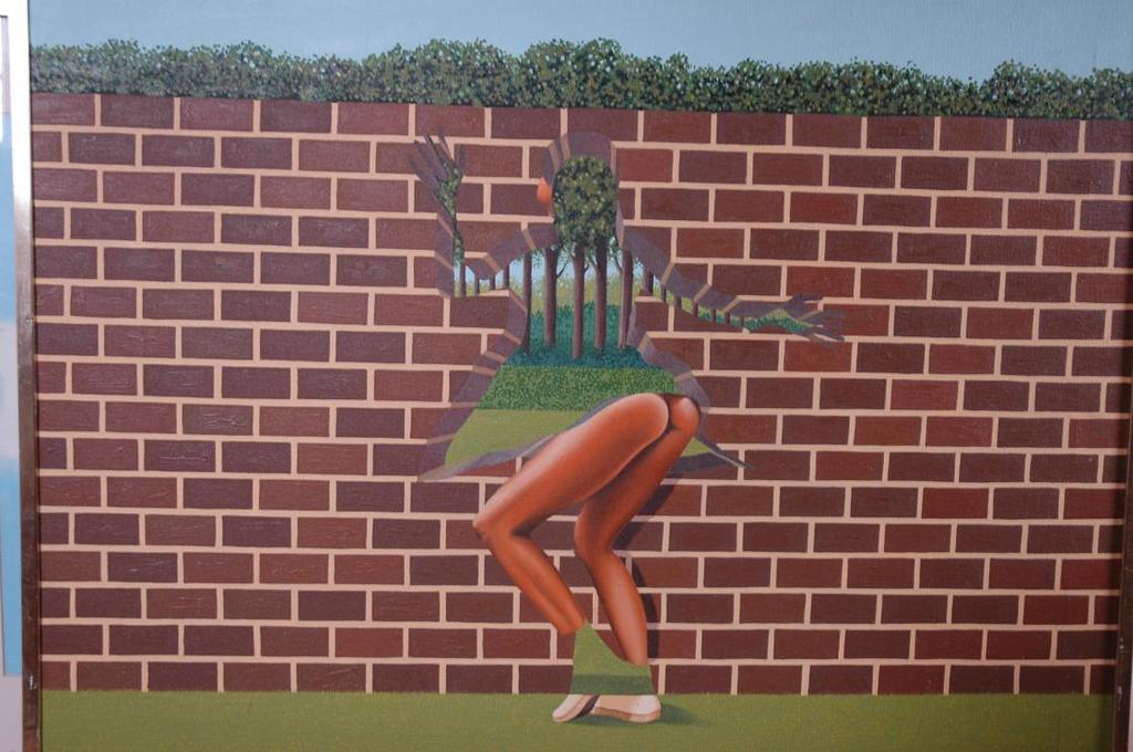 Zeer bijzonder olieverf op doek  pop art  AJ Gray  Through the Wall  75 x 100 kopen? Bied vanaf 1!