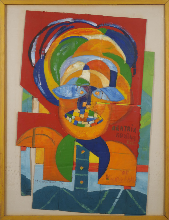 Meertje Kaal: Acryl op karton, Beatrix Koningin - Ingelijst kopen? Bied vanaf 1!