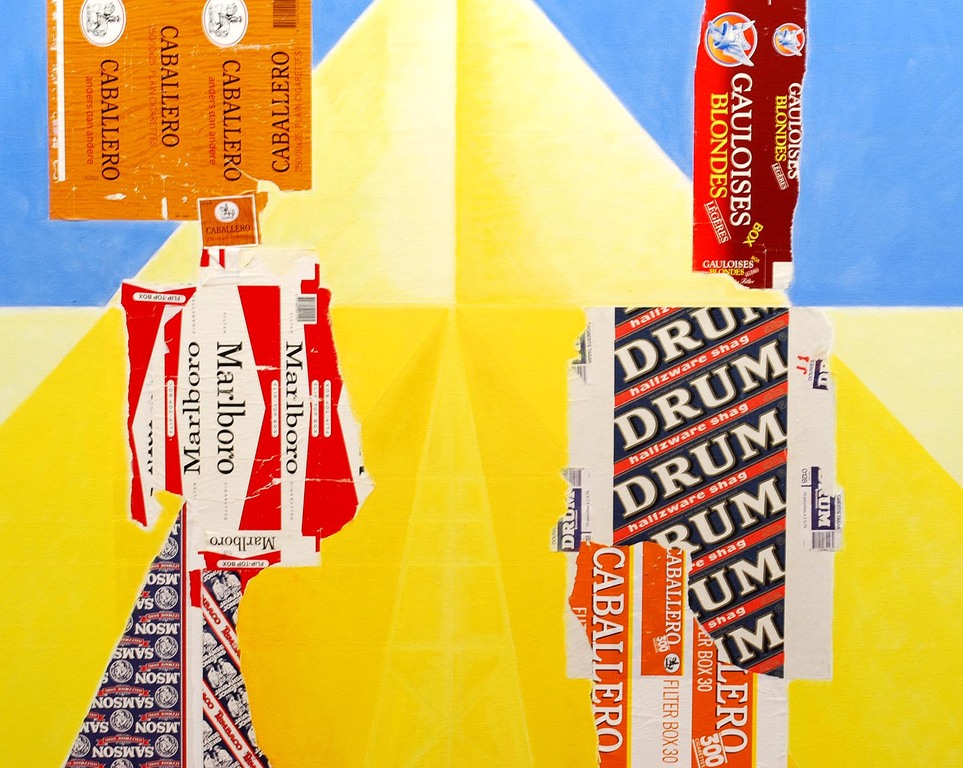 ERNST VIJLBRIEF (1934-2010) Gemengde techniek, collage met verf, 130 cm x 130 cm kopen? Bied vanaf 150!