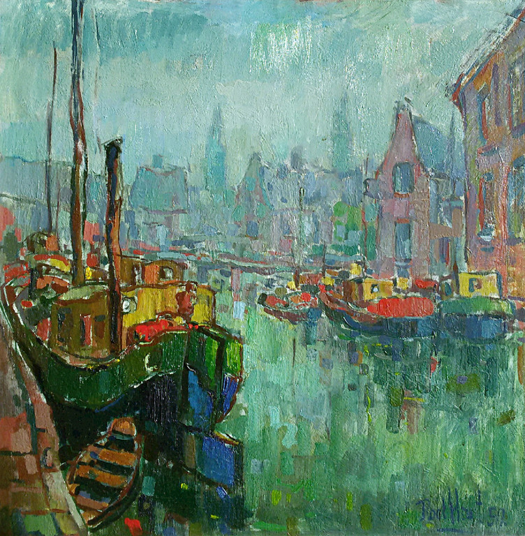 Teun Roothart - Binnenhaven, olieverf op doek (ingelijst) kopen? Bied vanaf 575!