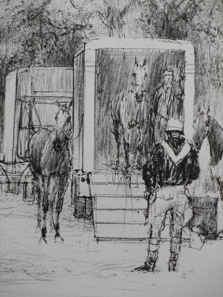 Piet Klaasse, Het lossen van de renpaarden, Litho kopen? Bied vanaf 30!