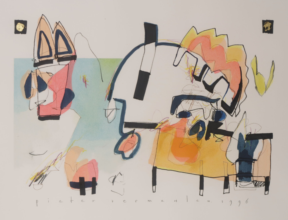 Pieter Vermeulen: Gemengde techniek op papier, Z.T. - Ingelijst kopen? Bied vanaf 35!