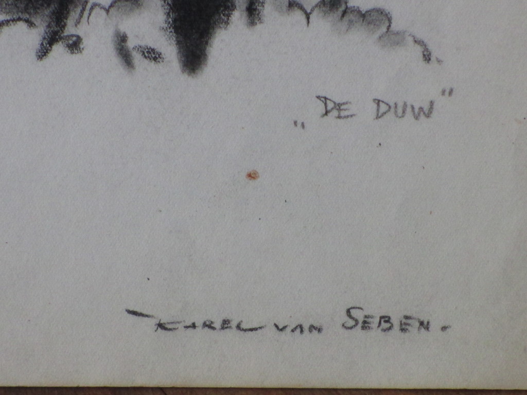 Karel van Seben, De duw, Tekening kopen? Bied vanaf 1!
