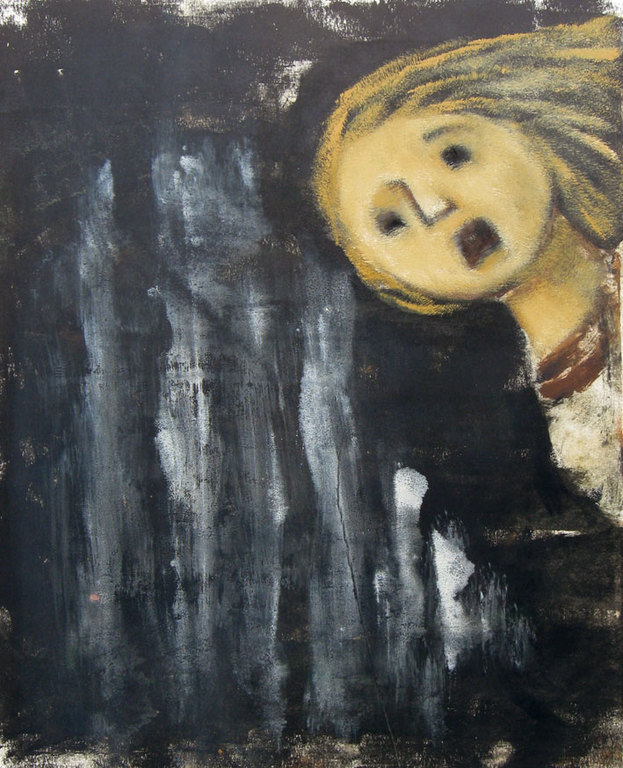 MEISJE - olieverf op papier - Irene Joffroy verkocht voor € 40!