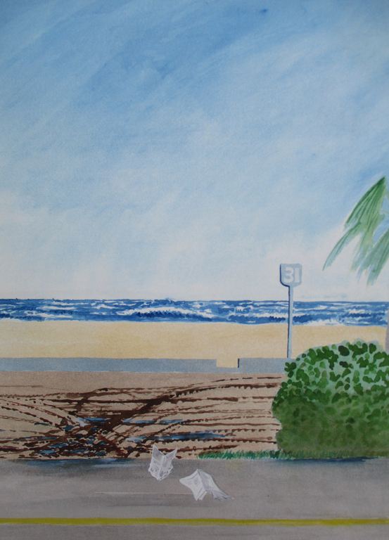 Sjoerd Bakker (toegeschreven aan): Gouache, Golven en strand verkocht voor € 50!