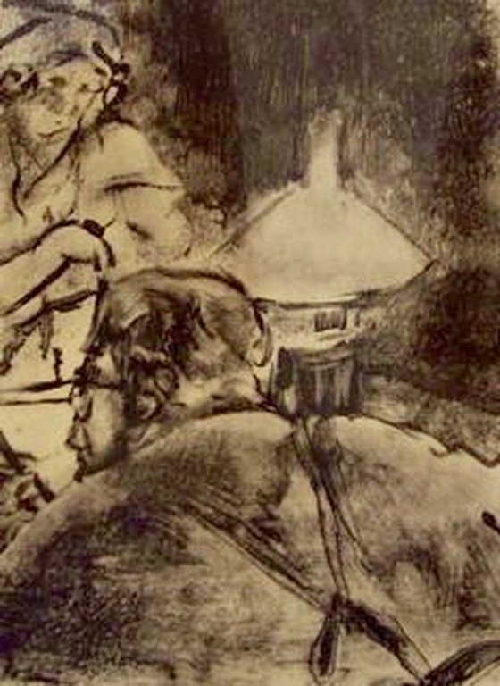 Edgar Degas Koperets “L'interieur” (afm. 205 x 280 mm.)  verkocht voor € 50!