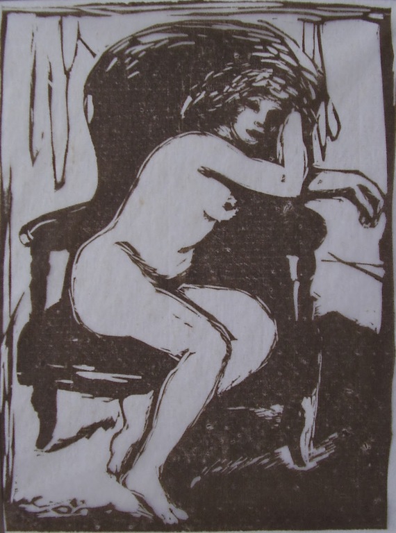 OTTO B. DE KAT houtsnede "Naakt" 1954 verkocht voor € 60!
