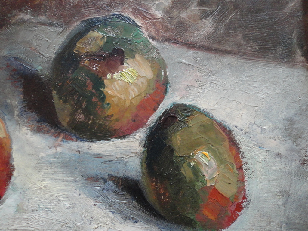 Dré van den Langenbergh /olieverf op doek /  Stilleven met goudreinetten kopen? Bied vanaf 85!