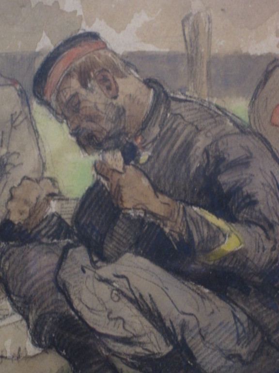 antieke aquarel "mobilisatie Nederlandse leger" onduidelijk gesigneerd 1914 kopen? Bied vanaf 1!