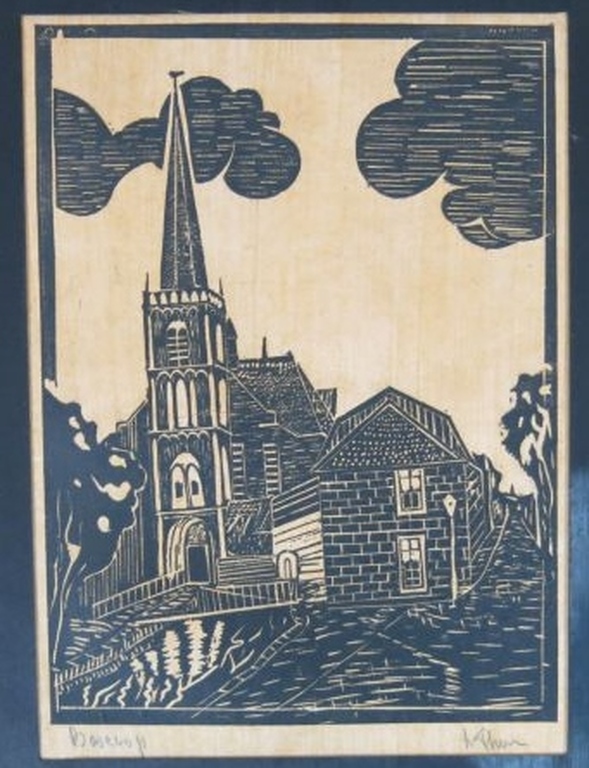 Paul van Dam (2x) + Onbekend gesigneerd (4x): Houtsnede, Boerderij  kopen? Bied vanaf 1!