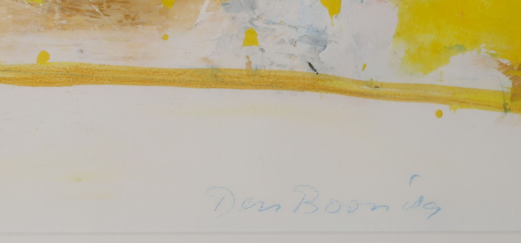 Theo den Boon: Gemengde techniek op papier, Abstracte compositie - Ingelijst  kopen? Bied vanaf 80!