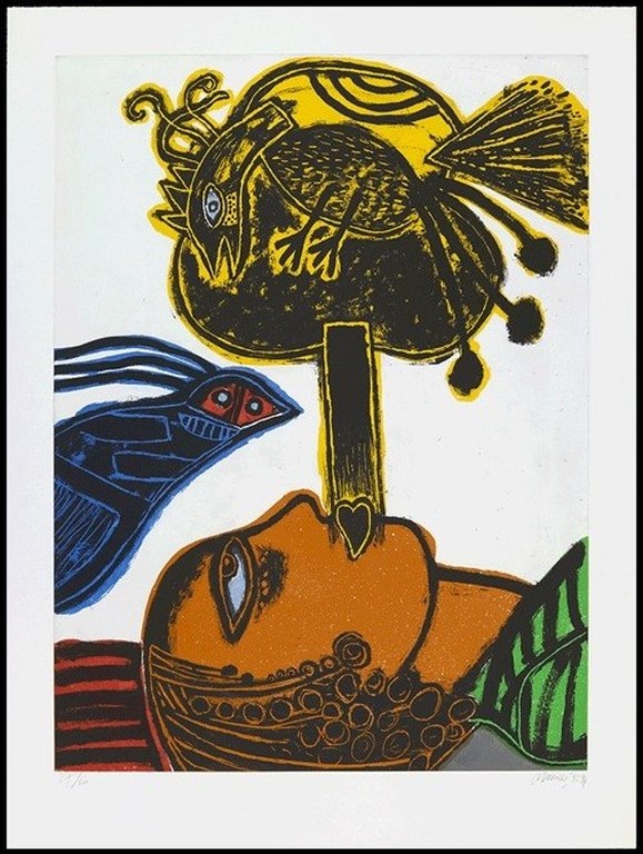 Corneille: Ets en Aquatint, L'Africaine (Zeer groot!) verkocht voor € 600!
