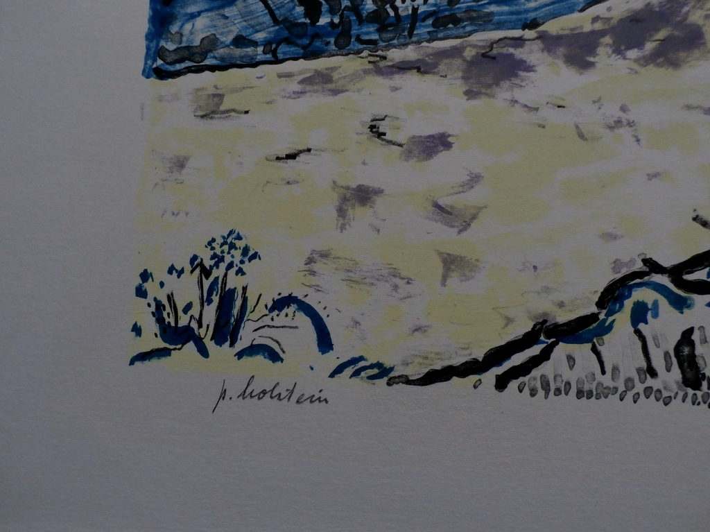 Pieter Holstein, kleurenlitho: Landschap, handgesigneerd kopen? Bied vanaf 75!