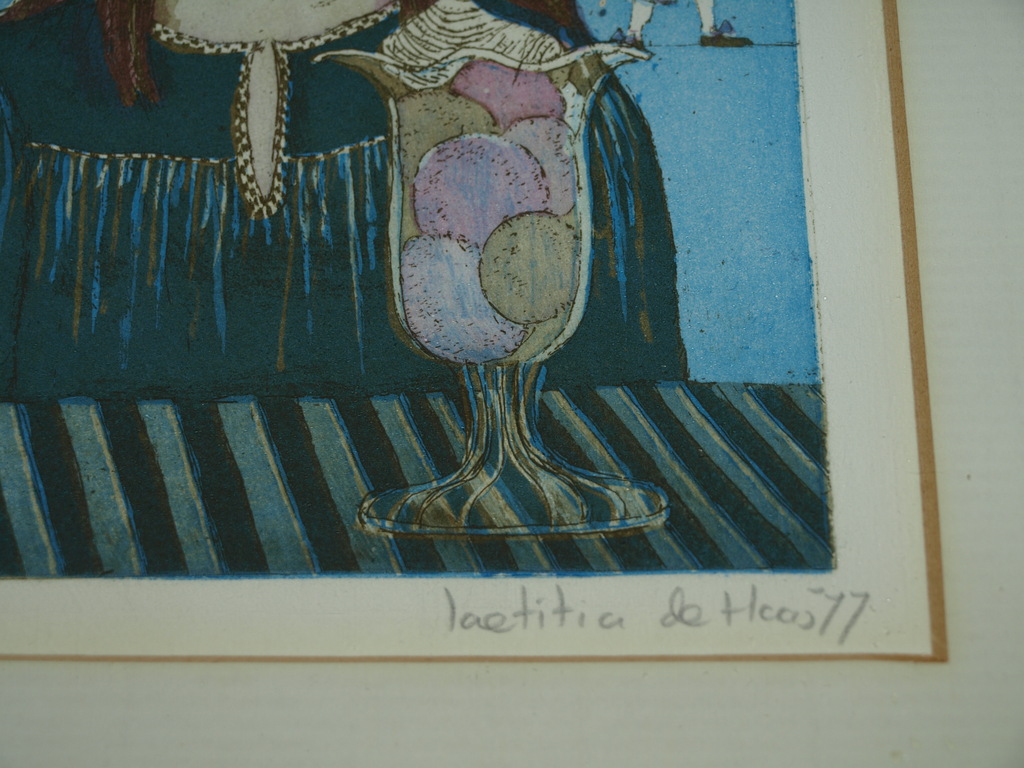 Laetitia de Haas (1948)–Kleurents–Een kleine kermis–Gesigneerd & ingelijst-1977 kopen? Bied vanaf 75!