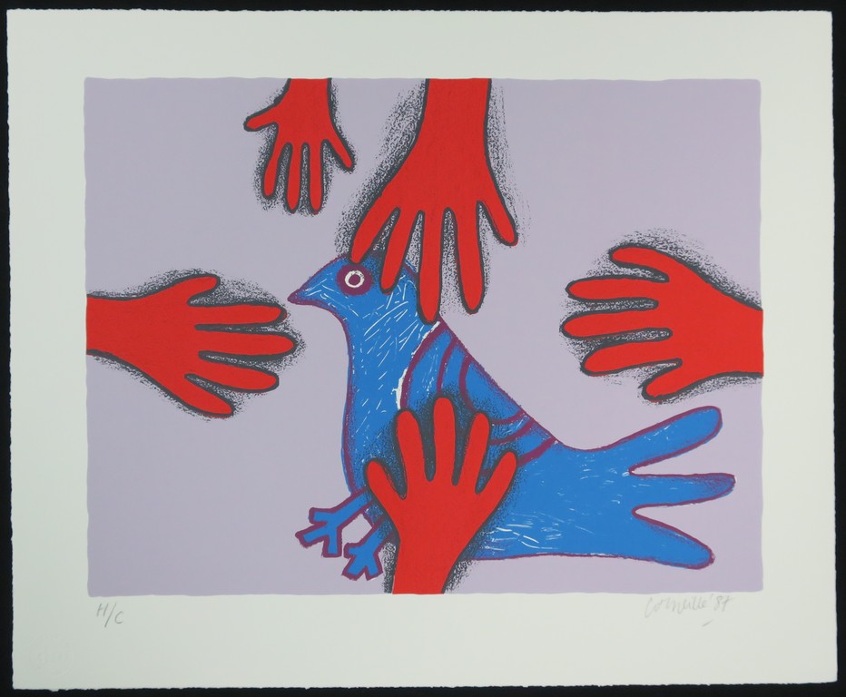 Corneille: Zeefdruk, Z.T. vogel verkocht voor € 200!