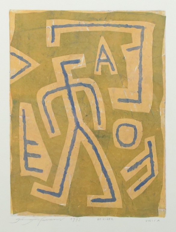 Ferenc Gogos: Houtsnede (Unicum), Reiziger - Ingelijst kopen? Bied vanaf 70!