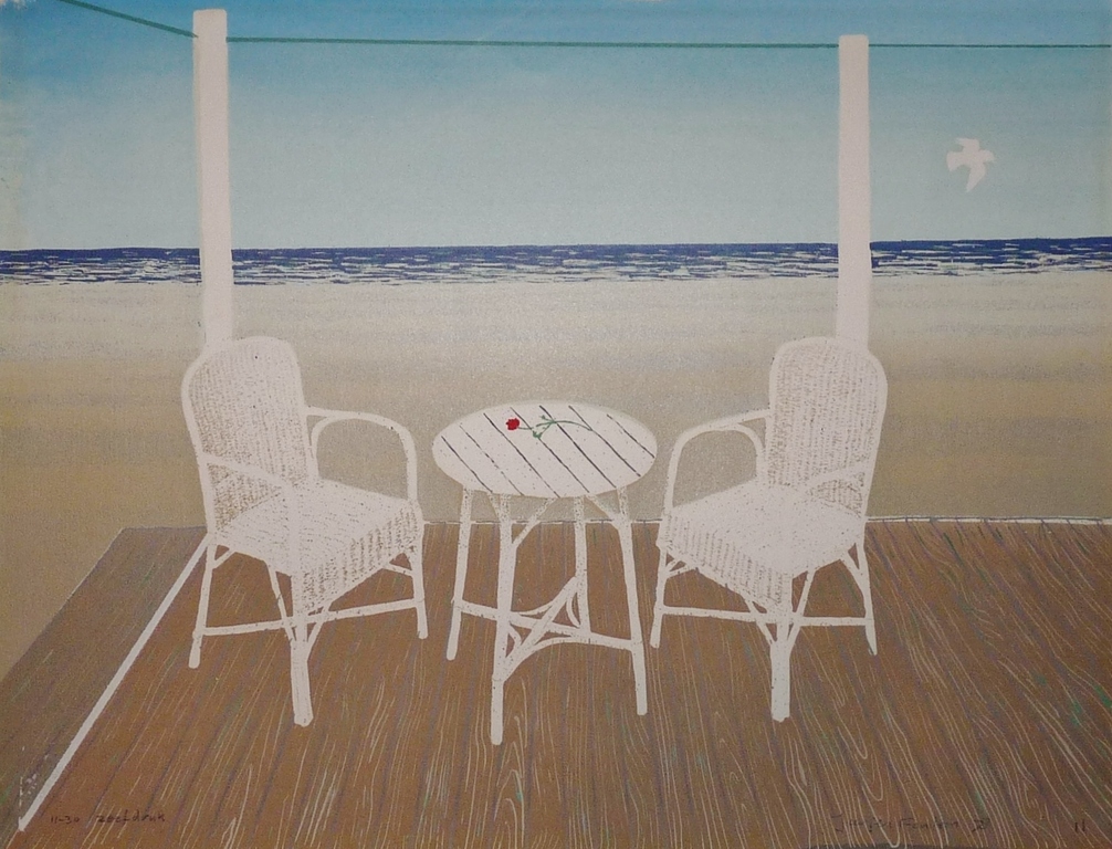 Jurjen Fontein: Zeefdruk, Strandtafereel, 1978, Gesigneerd verkocht voor € 55!