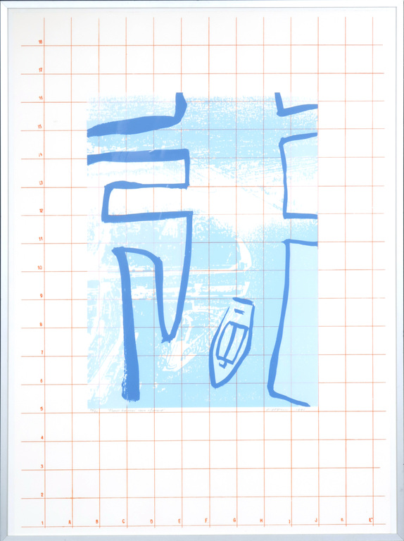 Onbekende kunstenaar: Zeefdruk, Noach km-raai 1004 afvarend - Ingelijst kopen? Bied vanaf 1!